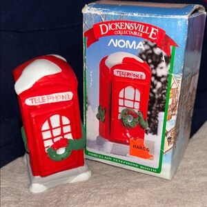 1990 Vintage VTG Dickensville Christmas Village RED Telephone Booth Figure